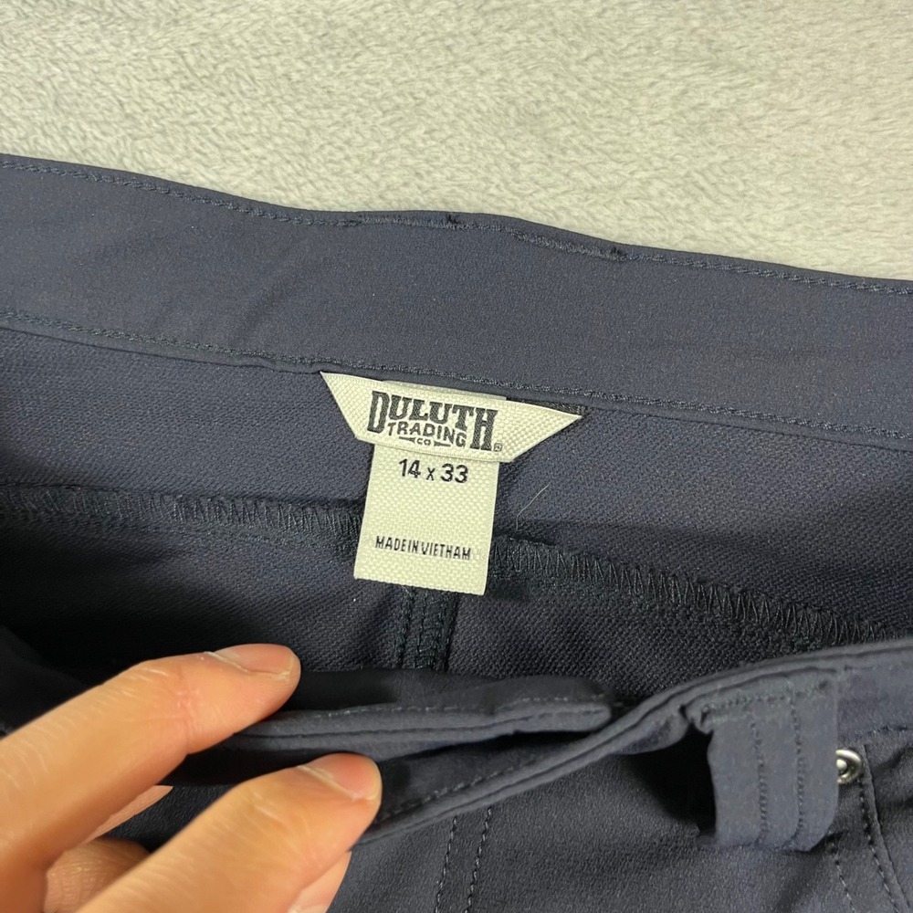 Duluth Trading Co Flexpedition Bootcut Pants Navy Blue 14x33 Hiking Work 95704 - Picture 3 of 13